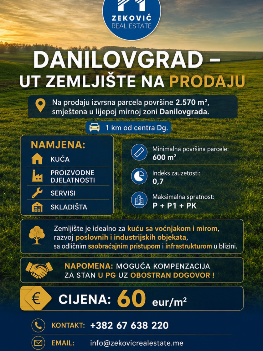 Земля на продажу, Danilovgrad