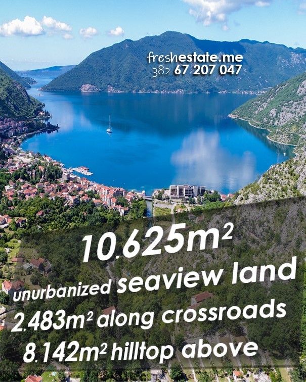 10625m2, dva placa, vrhunski pogled na zaliv, Risan