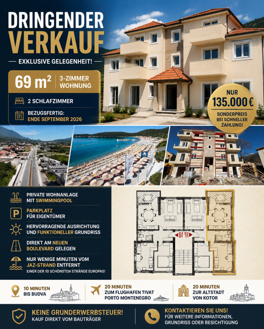 Квартира на продажу, Kotor — €135,000