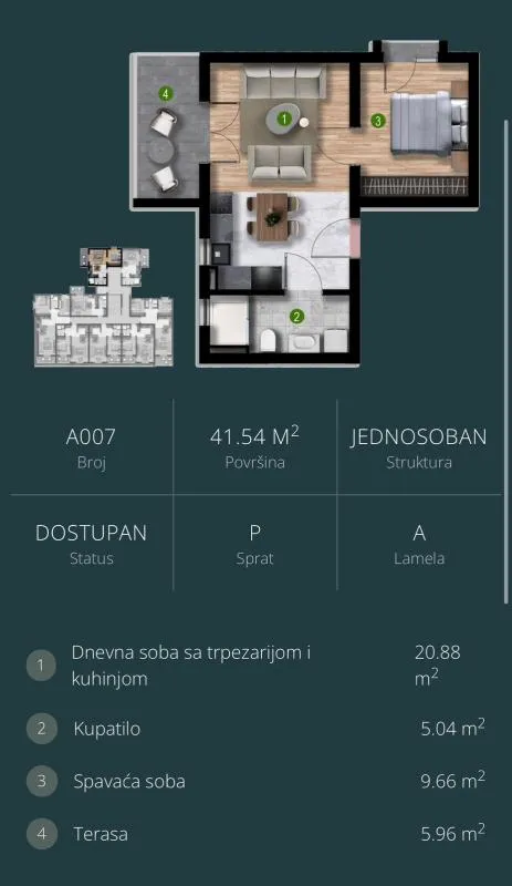 Apartment in Polje, 42 m²