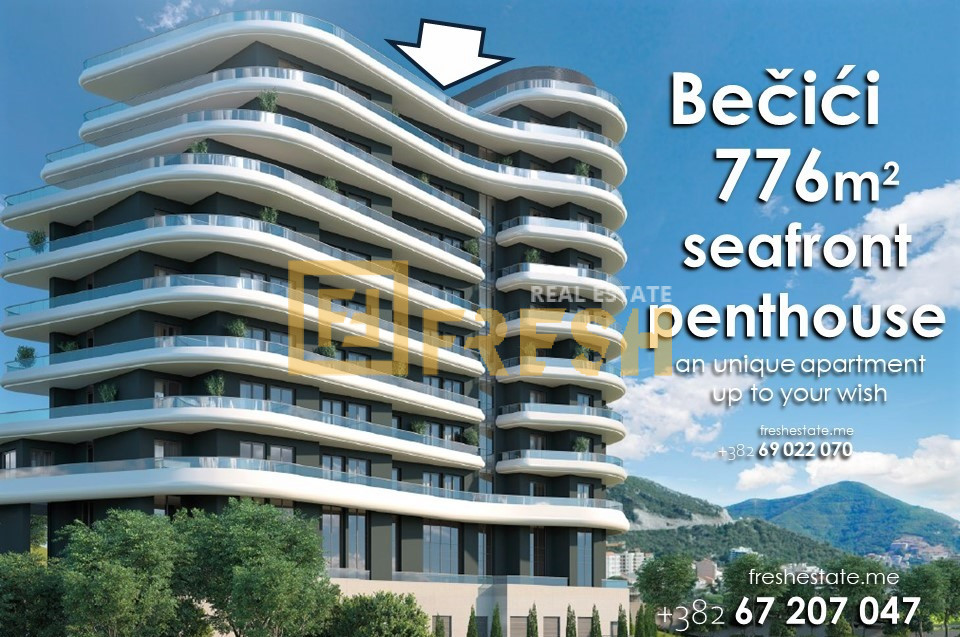Penthaus, 776m2, prva linija, Bečići, Prodaja