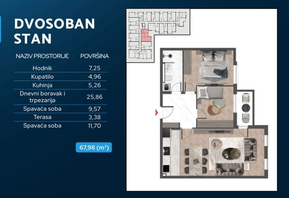 Apartment in Celuga, 68 m²