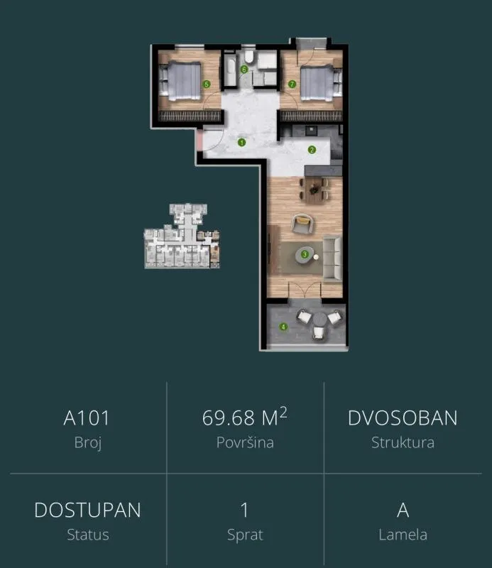 Apartment in Polje, 70 m²