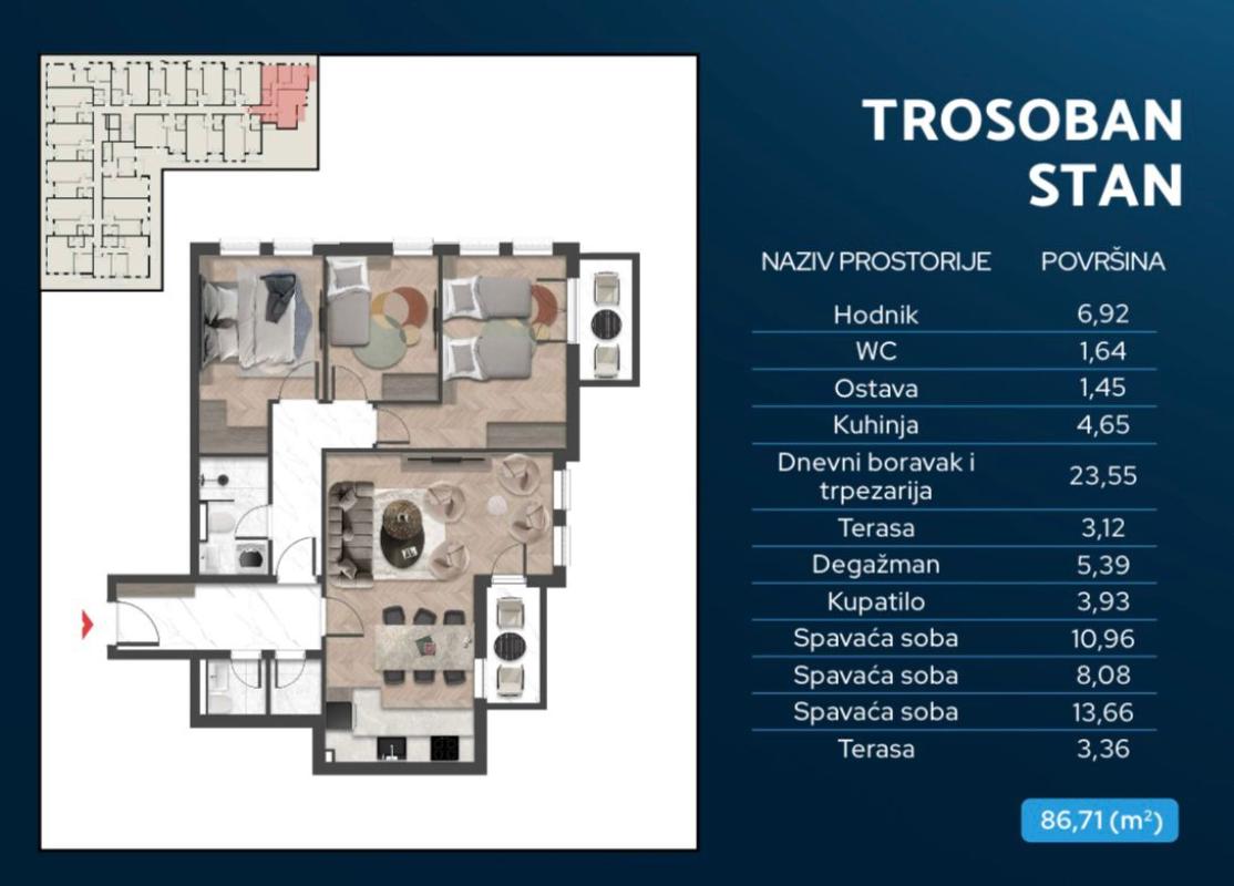 Apartment in Celuga, 87 m²
